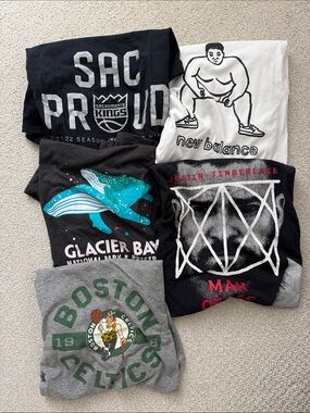 New Balance White Kids Graphic Tee with Wrestler Illustration